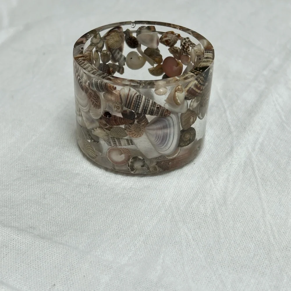 Shell and resin contemporary functional art pieces for the vanity or office